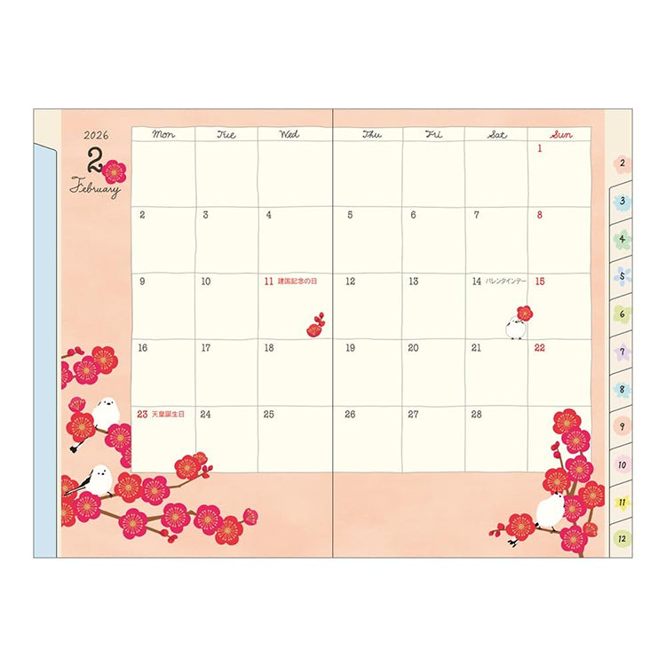 Midori 2026 A6 Pocket Diary Monthly/Weekly Bird – ARCH Art Supplies