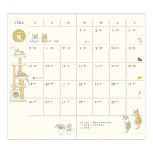 Midori 2026 Slim Pocket Diary (Monthly) Cat