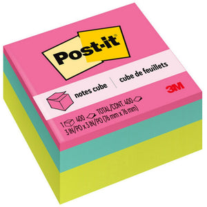 Post-it® Notes Cube, 3 in x 3 in, Assorted Colors in single cube/400 sheets