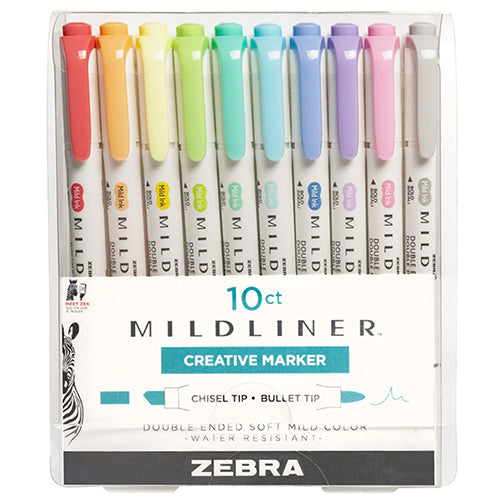 Zebra Mildliner Double-Sided Creative Highlighters, Set No. 78101, 10 Count Set