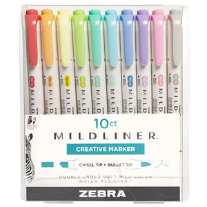 Zebra Mildliner Double-Sided Creative Highlighters, 10 count sets/ No. 78101 or No. 78501
