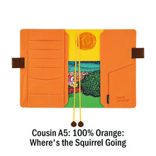 Hobonichi Techo Cousin Book and Cover, A5, 100%ORANGE: Where’s the Squirrel Going