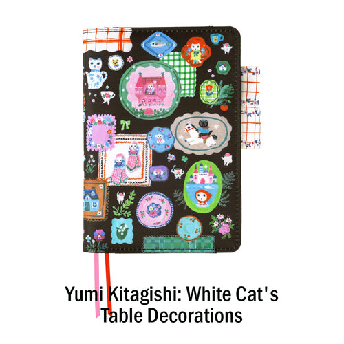 Hobonichi Original Book and Cover, A6, Yumi Kitagishi: White Cat's Table Decorations