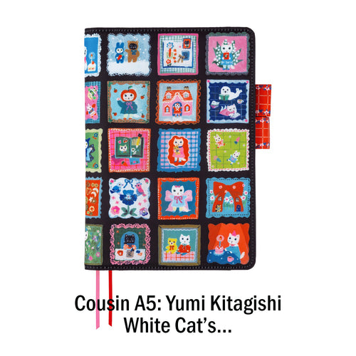 Hobonichi Techo Cousin Book and Cover, A5, Yumi Kitagishi: White Cat’s Daily Life