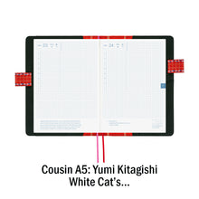 Hobonichi Techo Cousin Book and Cover, A5, Yumi Kitagishi: White Cat’s Daily Life