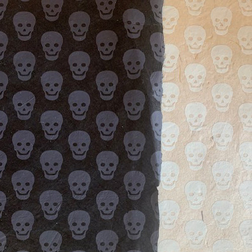 Lamali Lokta Paper Skull Pattern in Black or White