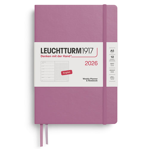 LEUCHTTURM1917 A5 Weekly Planner + Notebook 2026, Dusty Rose