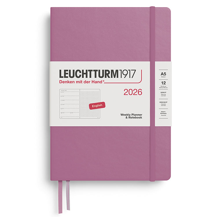 LEUCHTTURM1917 A5 Weekly Planner + Notebook 2026, Dusty Rose