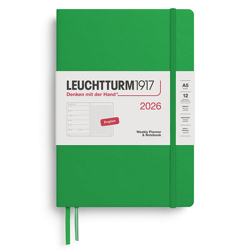 LEUCHTTURM1917 A5 Weekly Planner + Notebook 2026, Spring Green