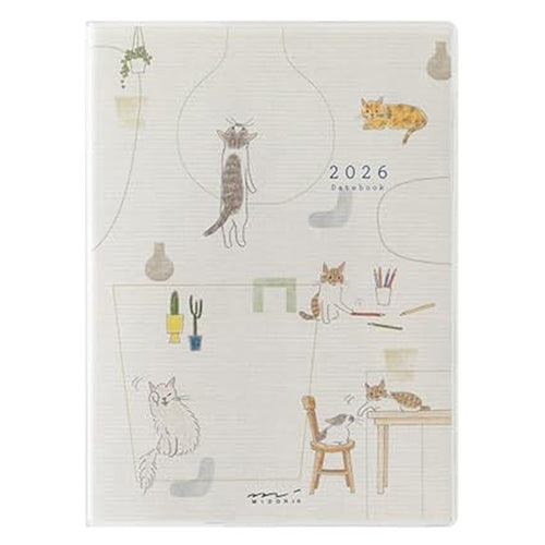 Midori 2026 A6 Pocket Diary Monthly/Weekly Cat