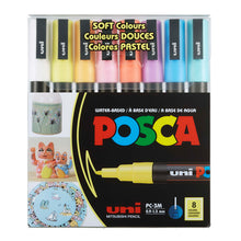 POSCA Paint Markers, PC-3M Fine Tip Set of 8, *Soft Colors*