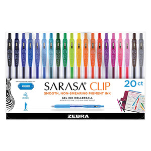 Zebra Sarasa Clip Gel Retractable, 20 Count Set