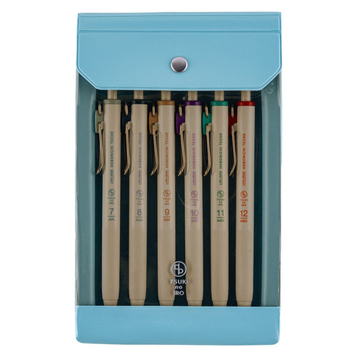 TSUKI no IRO: Uniball One 0.38mm - Set of 6 with Case July-December