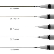 Winsor & Newton Black Fineliner Pens Set - Assorted Set