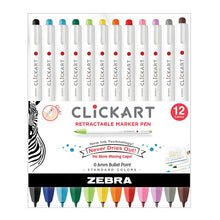 Zebra ClickArt Retractable Marker, Assorted Color Set of 12