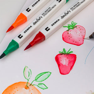 Zebra Doodler'z Dual Brush Pens, 18 Color Set