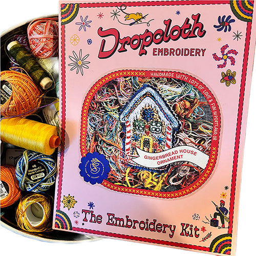 Dropcloth DIY Embroidered Gingerbread House Ornaments Kit / 4 designs