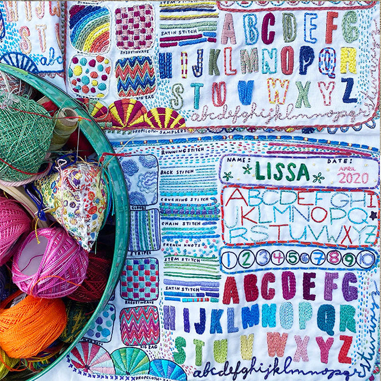 Dropcloth Schoolhouse Printed Embroidery Sampler