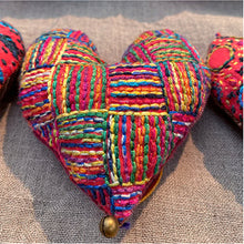 Dropcloth Embroidery DIY Embroidered Heart Ornaments, 4 Designs