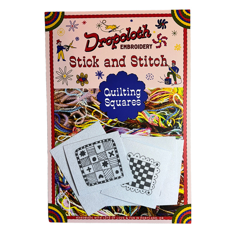 Dropcloth Quilt Squares Stick & Stitch Set/8