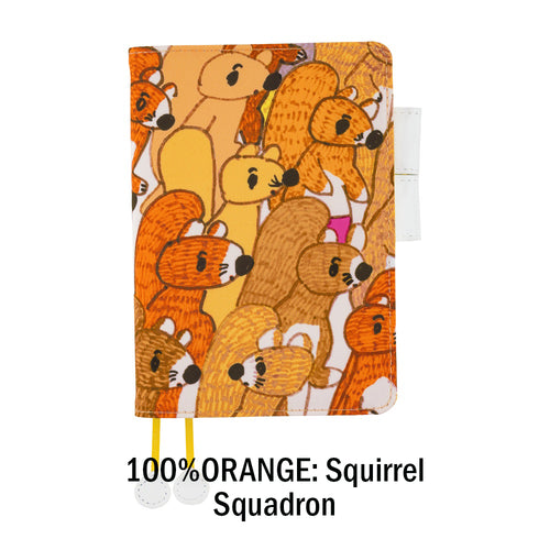 Hobonichi Original Book and Cover, A6, 100%ORANGE Squirrel Squadron