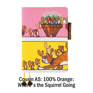 Hobonichi Techo Cousin Book and Cover, A5, 100%ORANGE: Where’s the Squirrel Going