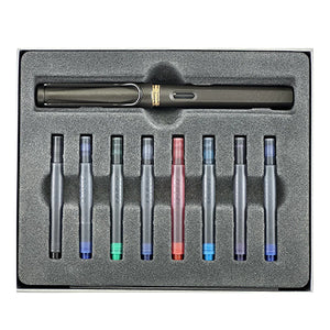 Lamy Safari Fountain Pen Sets in Various Colors (Fine nib size, 8 ink cartridges)