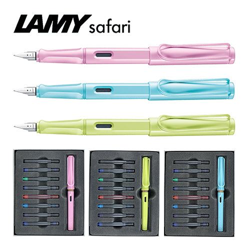 Lamy Safari Fountain Pen Sets in Various Colors (Fine nib size, 8 ink –  ARCH Art Supplies