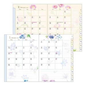 Midori 2026 A6 Pocket Diary Monthly/Weekly Country Time Flower