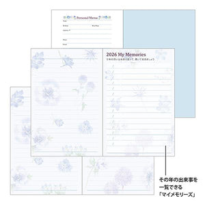 Midori 2026 A6 Pocket Diary Monthly/Weekly Country Time Flower