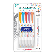 Zebra Mildliner Dual Tip Stamp Marker, 5 Color Set