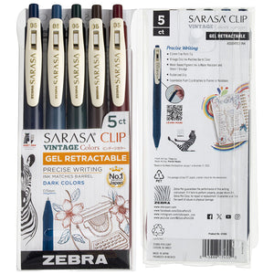 Sarasa Zebra Vintage Pen set of 5 in Light or Dark