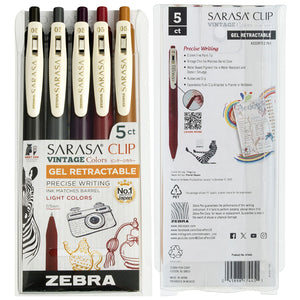 Sarasa Zebra Vintage Pen set of 5 in Light or Dark