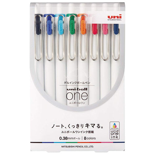 Uni-Ball ONE 0.38mm Gel Pens/  8 Color Set