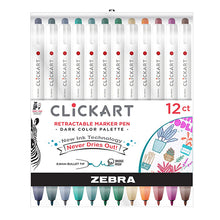 Zebra ClickArt Retractable Marker, Set of 12 In Light or Dark
