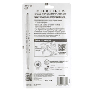 Zebra Mildliner Dual Tip Stamp Marker, 5 Color Set