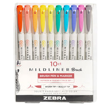 Zebra Mildliner Double-Sided Creative Brush Pen & Marker, 10 Color Set