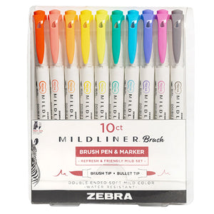 Zebra Mildliner Double-Sided Creative Brush Pen & Marker, 10 Color Set