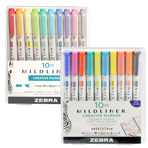 Zebra Mildliner Double-Sided Creative Highlighters, 10 count sets/ No. 78101 or No. 78501