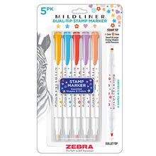 Zebra Mildliner Dual Tip Stamp Marker, 5 Color Set