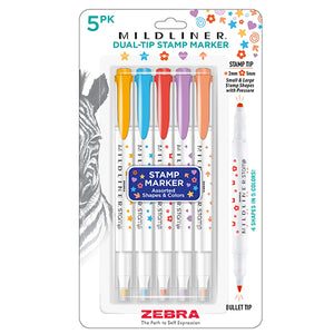 Zebra Mildliner Dual Tip Stamp Marker, 5 Color Set