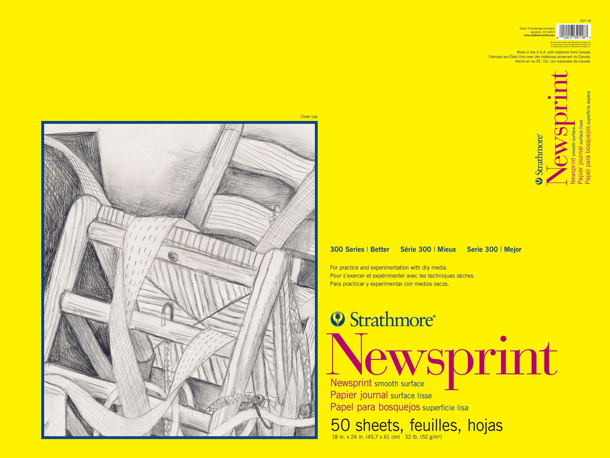 Strathmore 300 Series Newsprint 14x17 Rough 50sh Pad