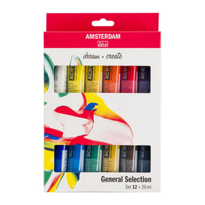 Amsterdam Acrylic Paint Set of 12 Colors, 20ml Tubes
