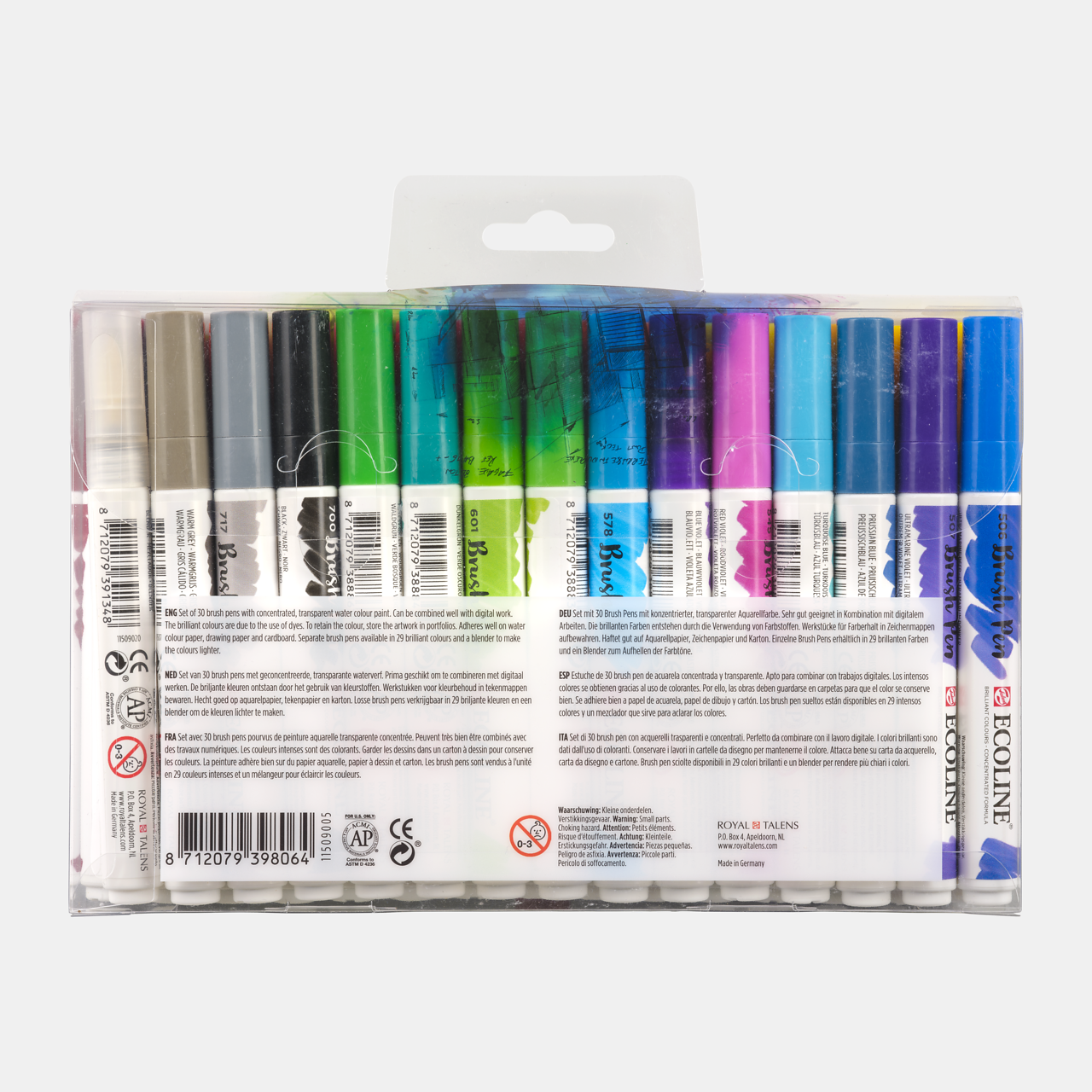 Ecoline Brush Pen Swatches - Royal Talens Watercolor Pens 