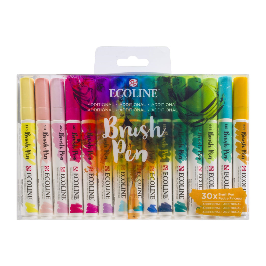 Royal Talens Ecoline Watercolor Brush, Additional Soft Shades, Set of 30