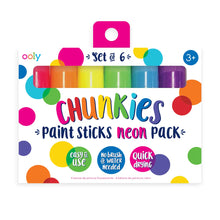 Ooly Chunkies Paint Sticks, Neon or Pastel, Set of 6
