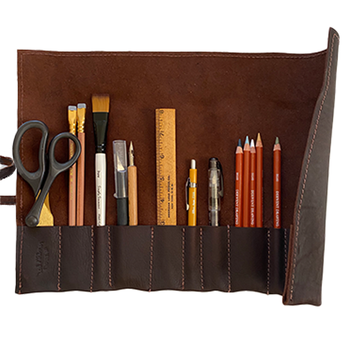 Artist's Tool Roll, Handmade Leather Tool Cases