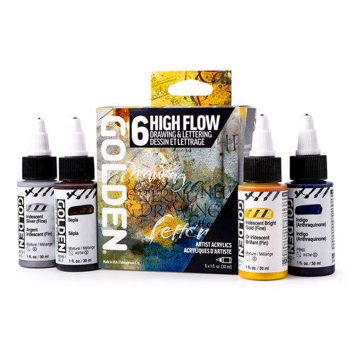 Golden High Flow Drawing/Lettering Set 6 x 30ml bottles
