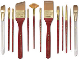 Princeton Series 4050 Heritage Synthetic Sable Watercolor Short-Handle  Paint Brush, 1 1/2, Angular Flat Wash Bristle, Sable Hair, Red