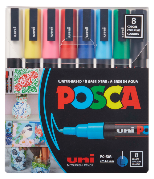 POSCA Paint Markers, 8 Color Ultra Fine Tip Set – ARCH Art Supplies